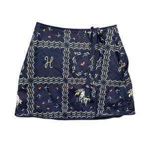 Hill House Home Women's Carolina Floral Print Mini Wrap Skirt Navy X-Small